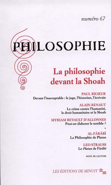 Philosophie, n° 67. La philosophie devant la Shoah