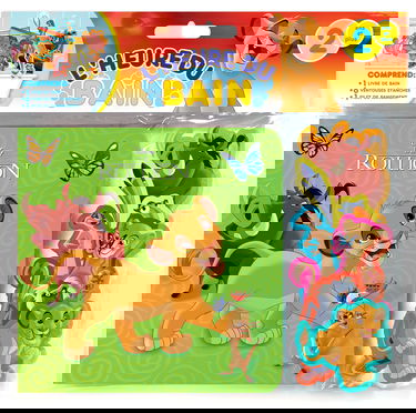 Disney Le Roi Lion L'Heure du Bain - Livres d'activités pour enfants, livre de bain de 6 pages, 6 ventouses en relief et étanches, 1 sac en filet