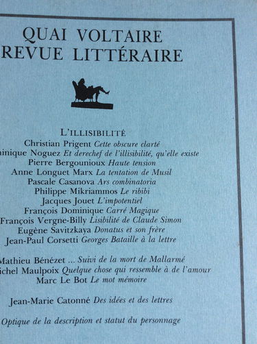 Quai Voltaire, n° 7. L'Illisibilité