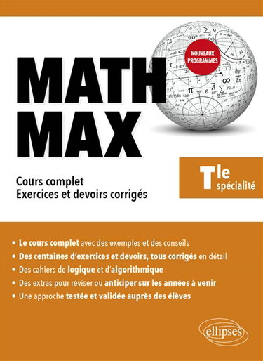 Couverture de Math max terminale spécialité : cours complet, exercices et devoirs corrigés : nouveaux programmes
