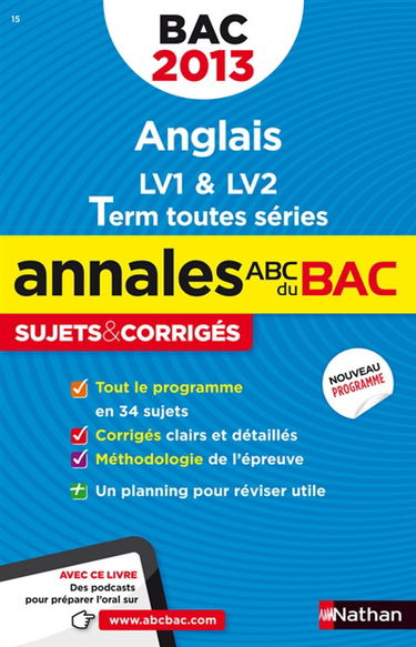 Anglais LV1 & LV2, terminale toutes séries : bac 2013