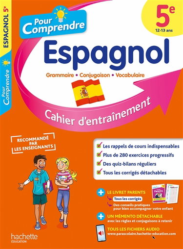 Couverture de Pour comprendre l'espagnol 5e : cahier d'entraînement
