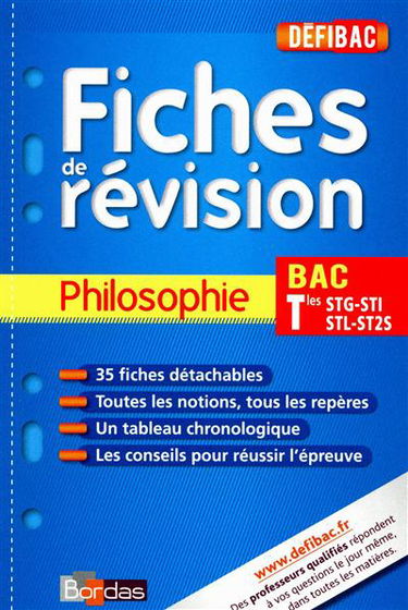Philosophie, bac Tles STG, STI, STL, ST2S : fiches de révision