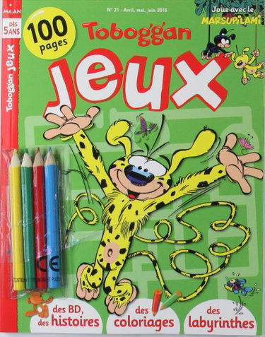 Couverture de Toboggan jeux des 5 ans; joue avec marsupilami; des BD, des histoires, des coloriages, des labyrinthes