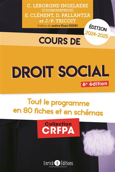 Couverture de Cours de droit social 2024-2025 : tout le programme en 80 fiches et en schémas