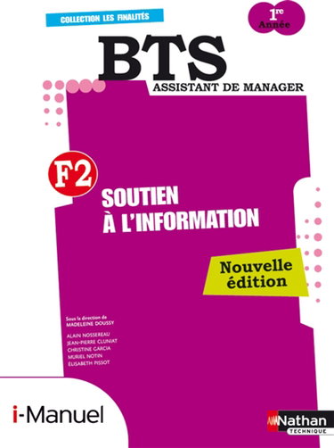 Couverture de F2, soutien à l'information : BTS assistant de manager 1re année