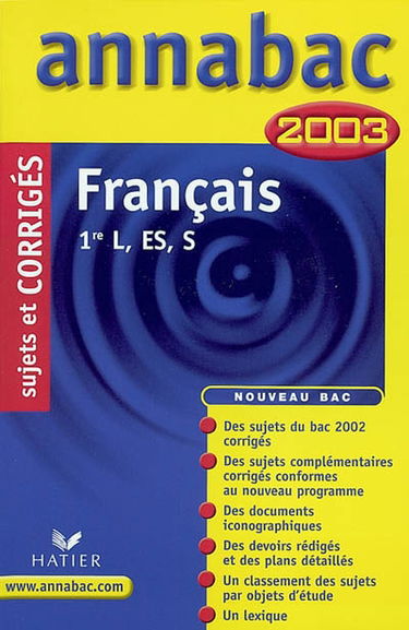 Français, 1re séries générales (L, ES, S) : 2003