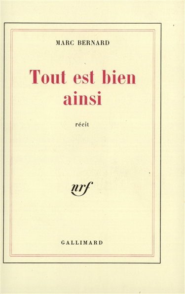 Couverture de Tout est bien ainsi par Bernard Marc