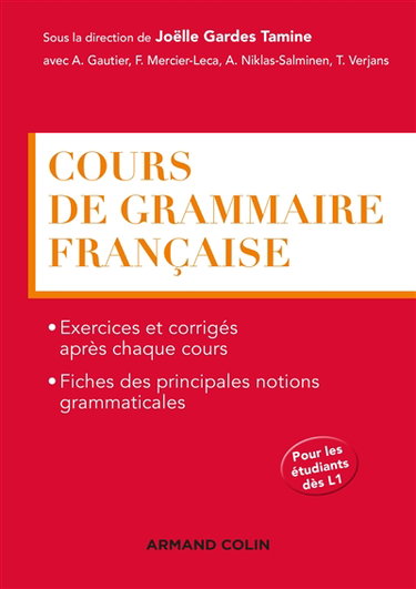 Couverture de Cours de grammaire française