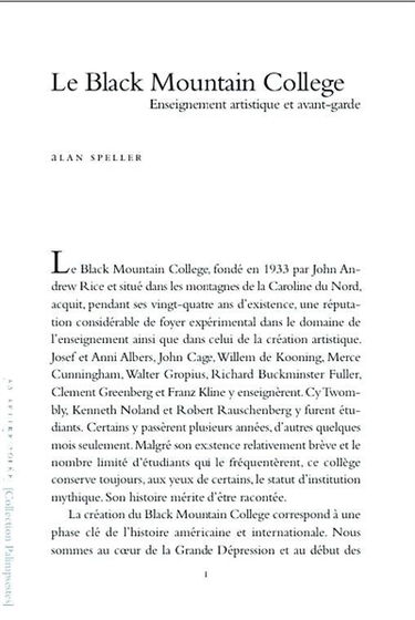 Le Black Mountain college : enseignement artistique et avant-garde