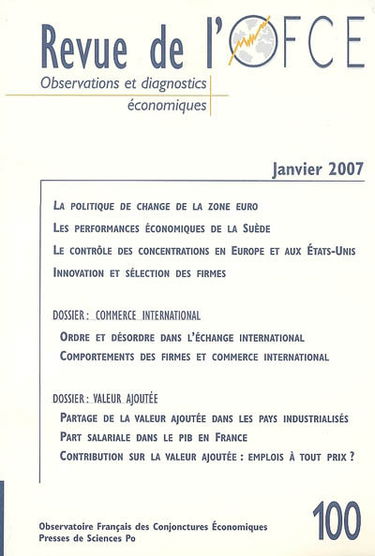 Revue de l'OFCE, n° 100. Commerce international