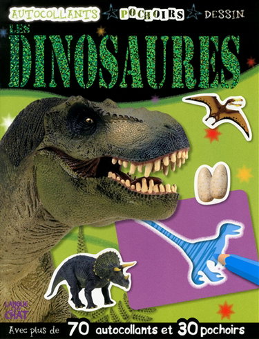 Couverture de Les dinosaures : autocollants, pochoir, dessin