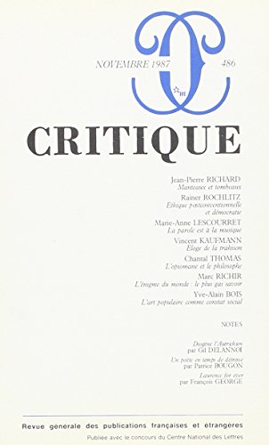 Couverture de Revue Critique par Collectif