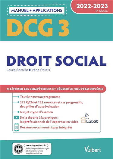 DCG 3, droit social : manuel + applications : 2022-2023