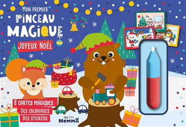 Mon P'tit Hemma : Mon premier pinceau magique : Joyeux Noël - 8 cartes magiques - Des coloriages - Des stickers