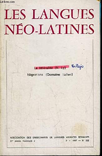 Couverture de Les Langues Néo-Latines, N°262, 81ème année, Fascicule 3 : La Littéralité - Migrations (Domaine italien). par Collectif