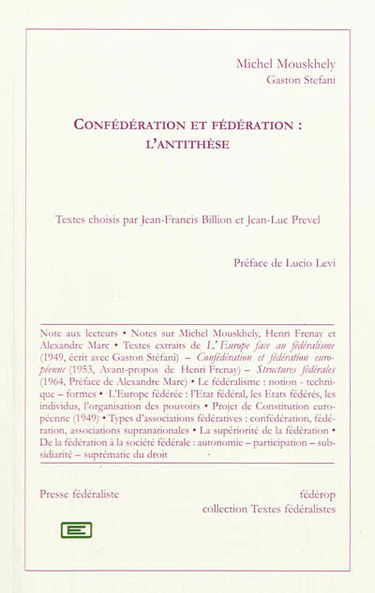 Confédération et fédération : l'antithèse