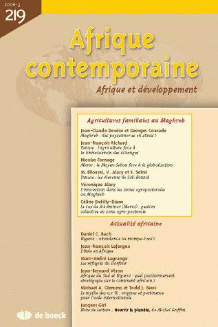 Afrique contemporaine, n° 219. Afrique et développement : agricultures familiales au Maghreb