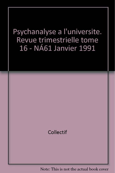 Psychanalyse à l'Université, tome 16, numéro 61