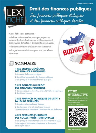 Droit des finances publiques : les finances publiques étatiques et les finances publiques locales