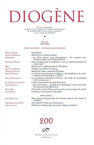 Diogène, n° 200. D'Est en Ouest, civilisations en miroir