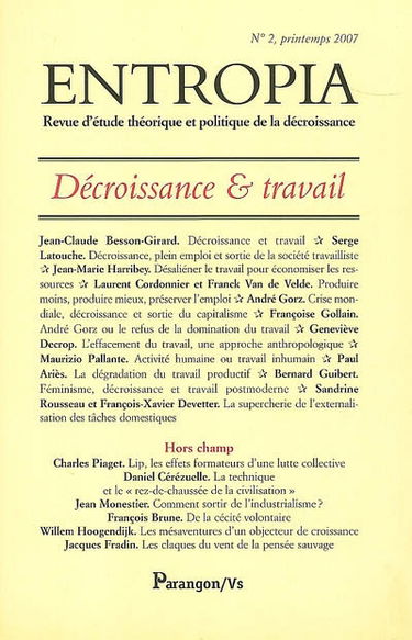 Entropia, n° 2. Décroissance & travail