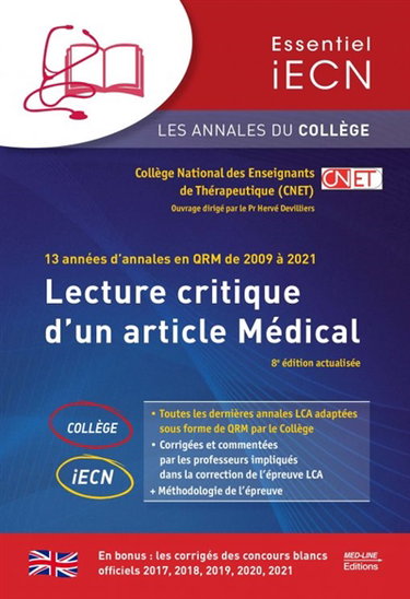 Couverture de Lecture critique d'un article médical : 13 années d'annales en QRM de 2009 à 2021