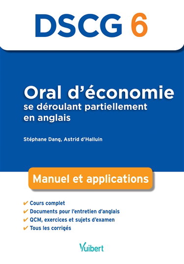 Oral d'économie se déroulant partiellement en anglais, DSCG 6 : manuel et applications