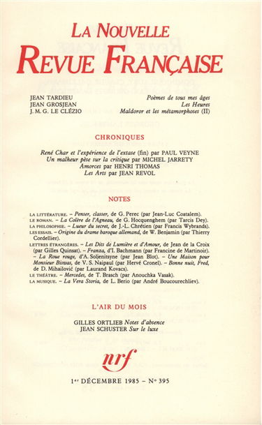 Nouvelle revue française, n° 395