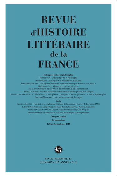 Couverture de Revue d'histoire littéraire de la France, n° 2 (2017) par Collectif
