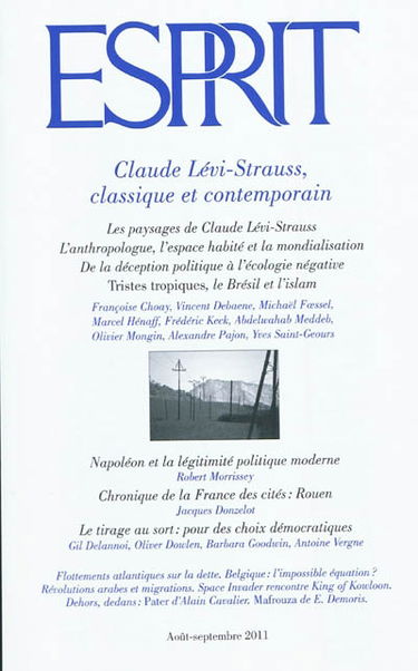 Esprit, n° 377. Claude Lévi-Strauss, classique et contemporain
