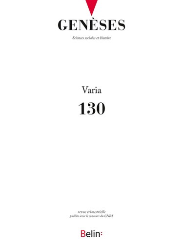 Couverture de Genèses, n° 130. Varia par Collectif