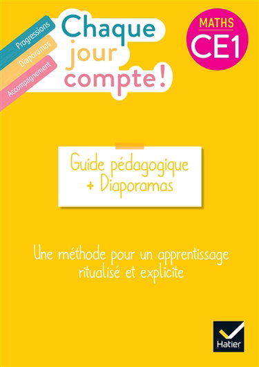 Couverture de Chaque jour compte ! Maths CE1 : guide pédagogique + diaporamas : une méthode pour un apprentissage ritualisé et explicite