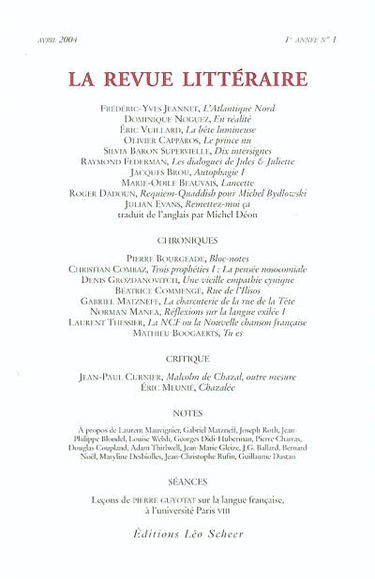 Revue littéraire (La), n° 1