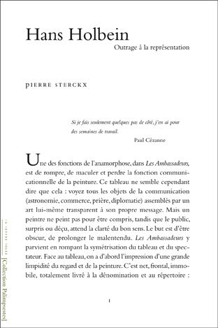 Hans Holbein : outrages à la représentation