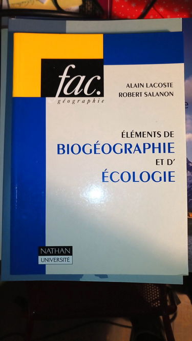 Eléments de biogéographie et d'écologie
