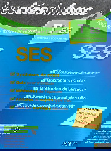 SES terminale ES : nouveau programme