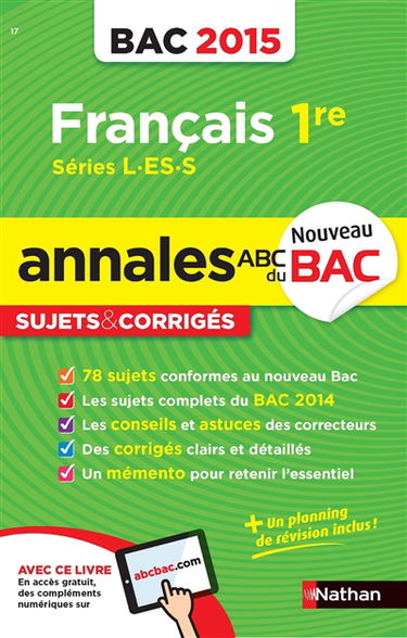 Français 1re séries L, ES, S : bac 2015