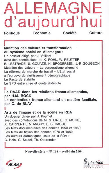 Allemagne d'aujourd'hui, n° 168