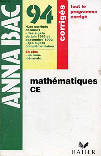 ANNABAC, 94, MATHEMATIQUES A1, B, CORRIGES