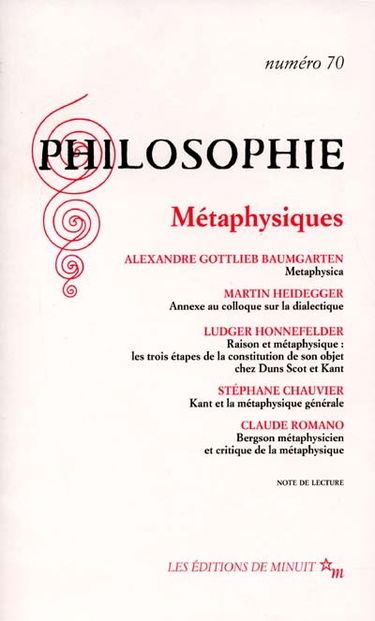 Philosophie, n° 70. Métaphysiques