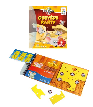 Couverture de SmartGames - Gruyère Party - Jeu de Voyage Magnétique - Placez les Tranches de Fromage autour des Têtes de Souris - 48 Défis - 1 Joueur - A Partir de 6 Ans