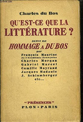 Couverture de Qu'est que la littérature? suivi de hommage _ du bos