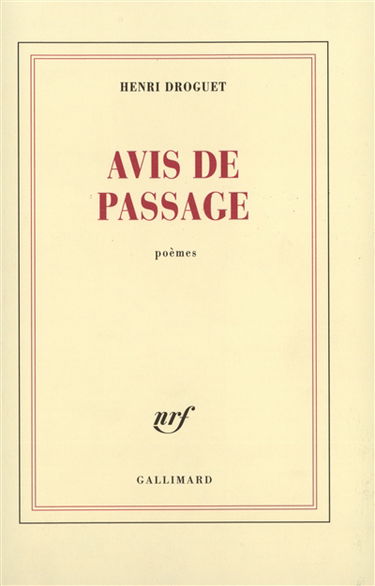 Avis de passage : poèmes