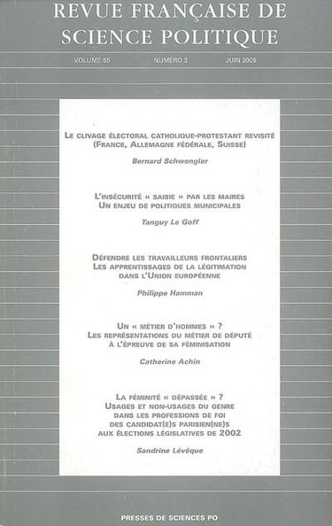 Revue française de science politique, n° 3 (2005)