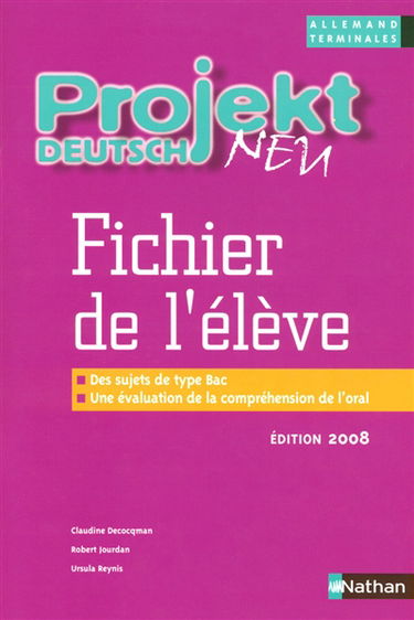 Projekt deutsch neu : allemand terminale : fichier de l'élève