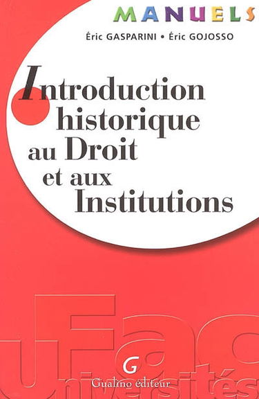 Introduction historique au droit et aux institutions