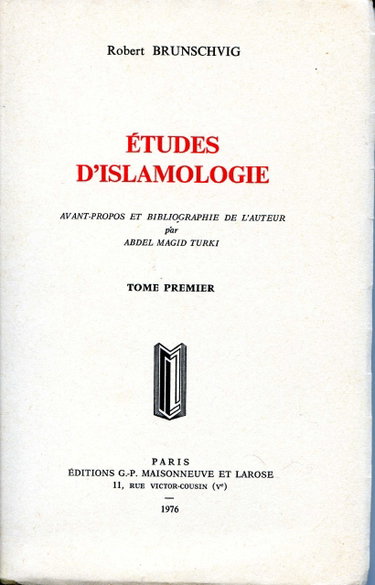Couverture de Etudes d'Islamologie (deux tomes)