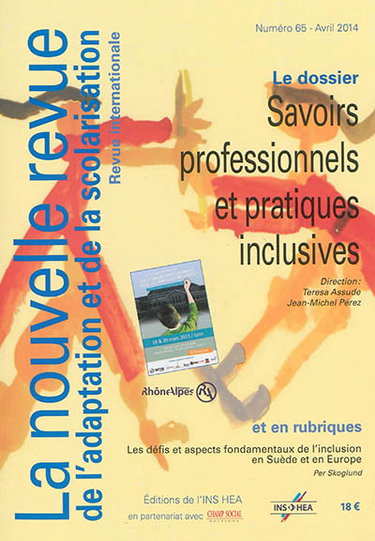 Couverture de Nouvelle revue de l'adaptation et de la scolarisation (La), n° 65. Savoirs professionnels et pratiques inclusives