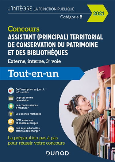Concours assistant (principal) territorial de conservation du patrimoine et des bibliothèques : externe, interne, 3e voie, catégorie B : tout-en-un, 2021